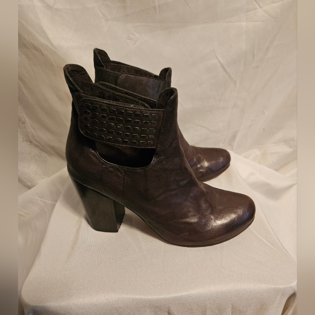 Calleen Cordero Ankle Booties Dark Brown Size 7 Leather Hand Made In Ca